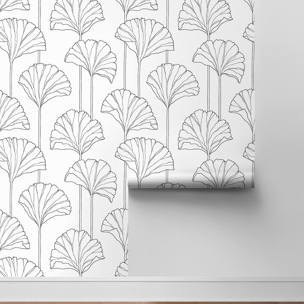 
                  
                    Gingko leaf peel and stick black wallpaper NW47200 from NextWall
                  
                
