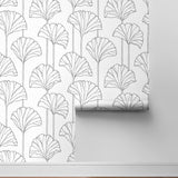 Gingko leaf peel and stick black wallpaper NW47200 from NextWall