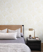 Gingko leaf peel and stick wallpaper bedroom NW47205 from NextWall