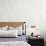 Gingko leaf peel and stick wallpaper bedroom NW47205 from NextWall