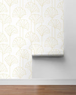 Gingko leaf peel and stick gold wallpaper NW47205 from NextWall