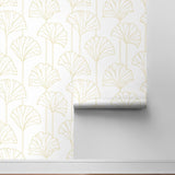 Gingko leaf peel and stick gold wallpaper NW47205 from NextWall