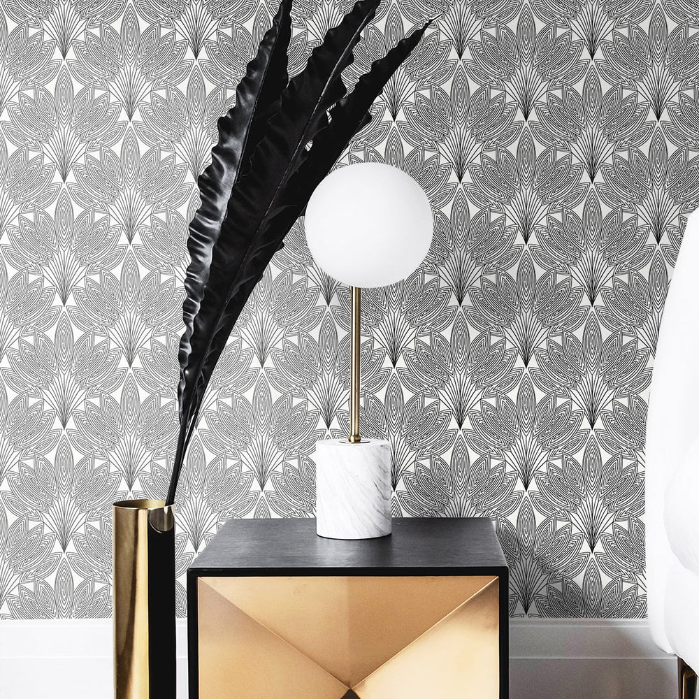 Deco peel and stick wallpaper bedroom NW47300 from NextWall