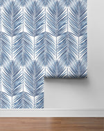 Palm leaf screen printed peel and stick wallpaper decor NW47402 from NextWall