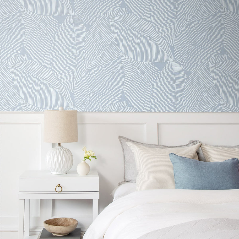 
                  
                    Blue leaf peel and stick wallpaper bedroom NW47502 from NextWall
                  
                