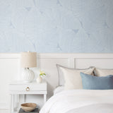 Blue leaf peel and stick wallpaper bedroom NW47502 from NextWall