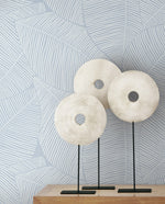 Blue leaf peel and stick wallpaper accent NW47502 from NextWall