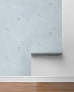 Blue leaf peel and stick premium wallpaper NW47502 from NextWall
