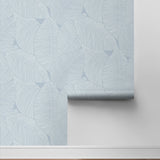 Blue leaf peel and stick premium wallpaper NW47502 from NextWall