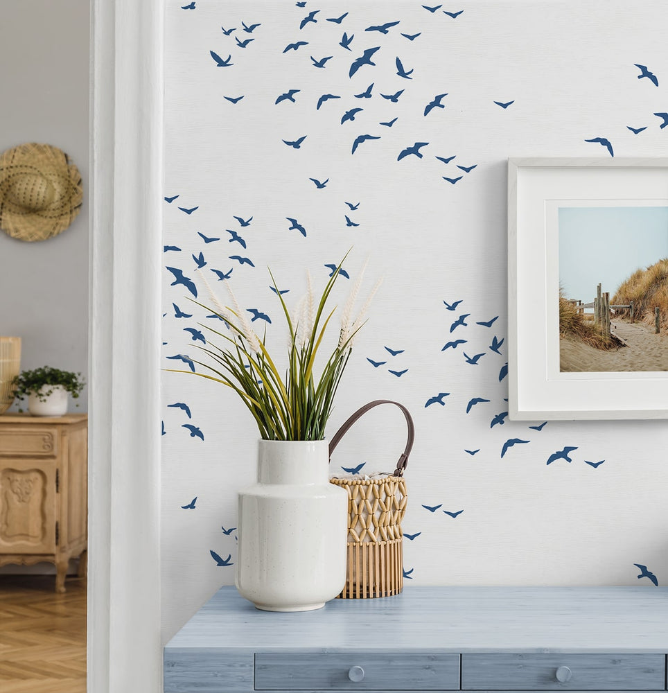 3D White Spray Whisper Birds A709 Removable Wallpaper Self