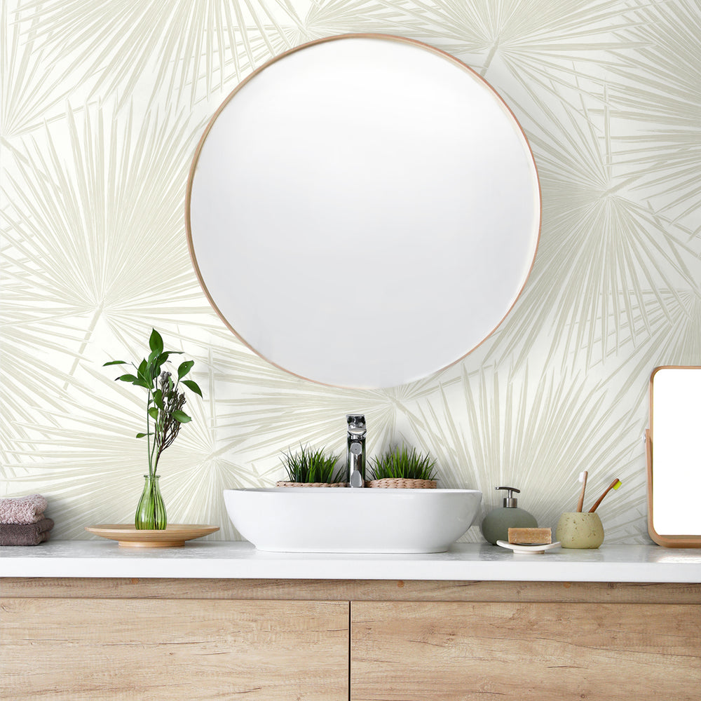 
                  
                    Palm leaf peel and stick wallpaper tropical bathroom NW47710 from NextWall
                  
                