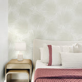 Palm leaf peel and stick wallpaper tropical bedroom NW47710 from NextWall