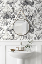 Watercolor floral peel and stick wallpaper bathroom  NW47800 from NextWall