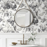 Watercolor floral peel and stick wallpaper bathroom  NW47800 from NextWall
