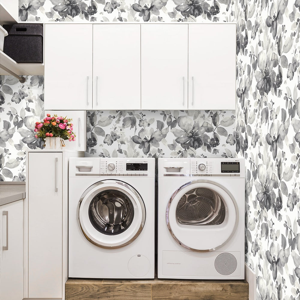 
                  
                    Watercolor floral peel and stick wallpaper laundry room NW47800 from NextWall
                  
                