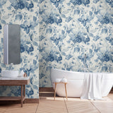 Watercolor floral peel and stick wallpaper bathroom NW47802 from NextWall