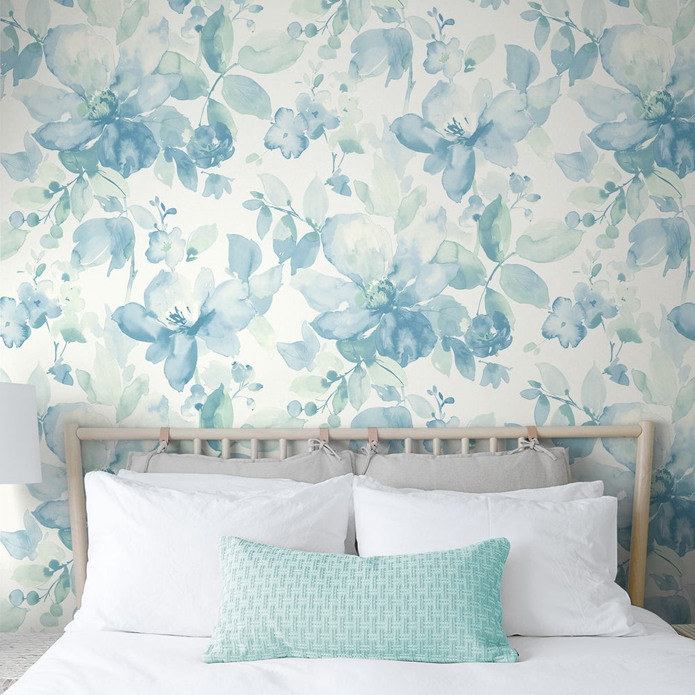 
                  
                    Watercolor floral peel and stick wallpaper bedroom NW47804 from NextWall
                  
                