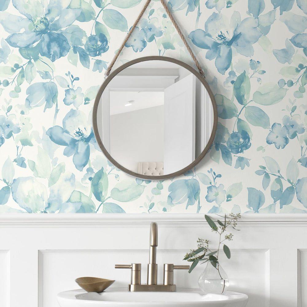 
                  
                    Watercolor floral peel and stick wallpaper bathroom NW47804 from NextWall
                  
                