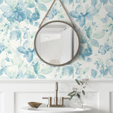 Watercolor floral peel and stick wallpaper bathroom NW47804 from NextWall