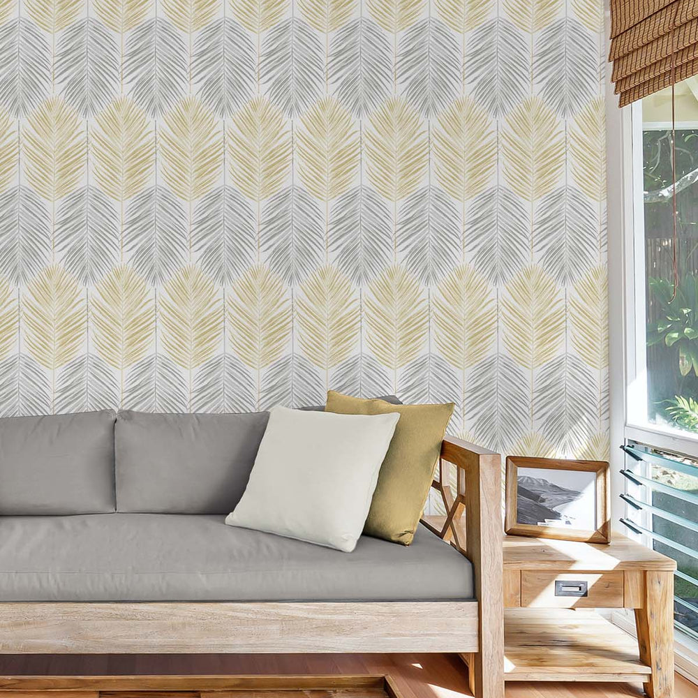 
                  
                    Palm leaf peel and stick wallpaper living room NW47903 from NextWall
                  
                