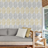 Palm leaf peel and stick wallpaper living room NW47903 from NextWall