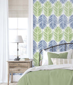 Palm leaf peel and stick wallpaper bedroom NW47904 from NextWall
