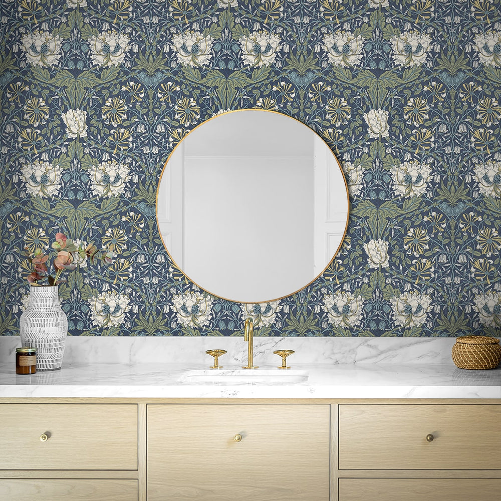 
                  
                    Vintage floral peel and stick wallpaper bathroom NW48202 from NextWall
                  
                