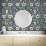 Vintage floral peel and stick wallpaper bathroom NW48202 from NextWall