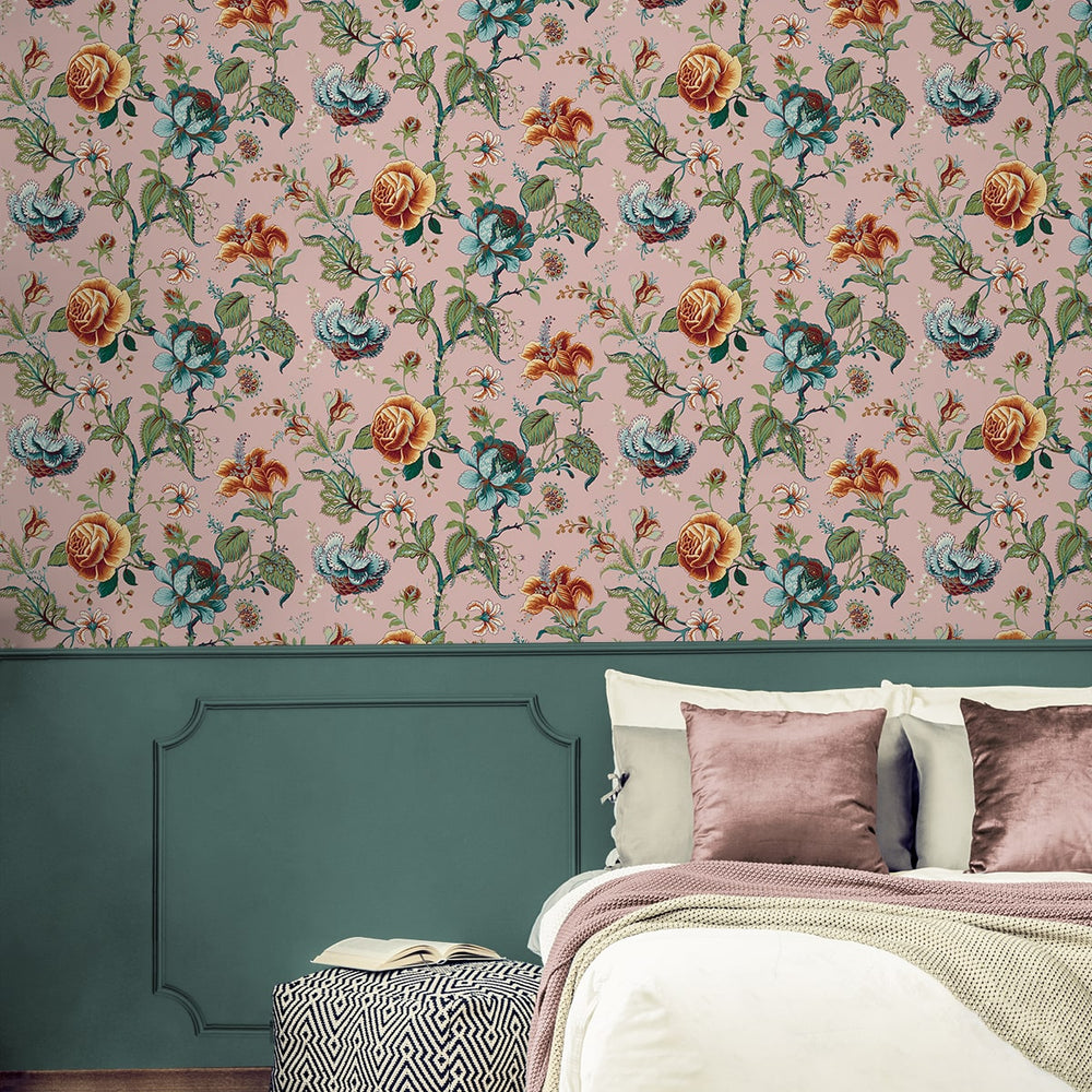 
                  
                    NW48601 jacobean floral peel and stick wallpaper bedroom from NextWall
                  
                