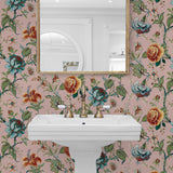 NW48601 jacobean floral peel and stick wallpaper bathroom from NextWall