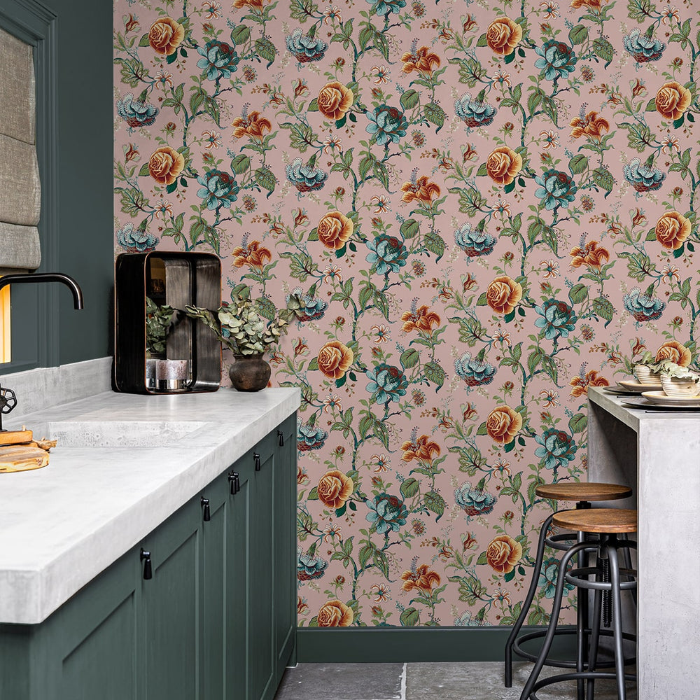
                  
                    NW48601 jacobean floral peel and stick wallpaper kitchen from NextWall
                  
                