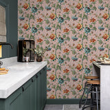 NW48601 jacobean floral peel and stick wallpaper kitchen from NextWall