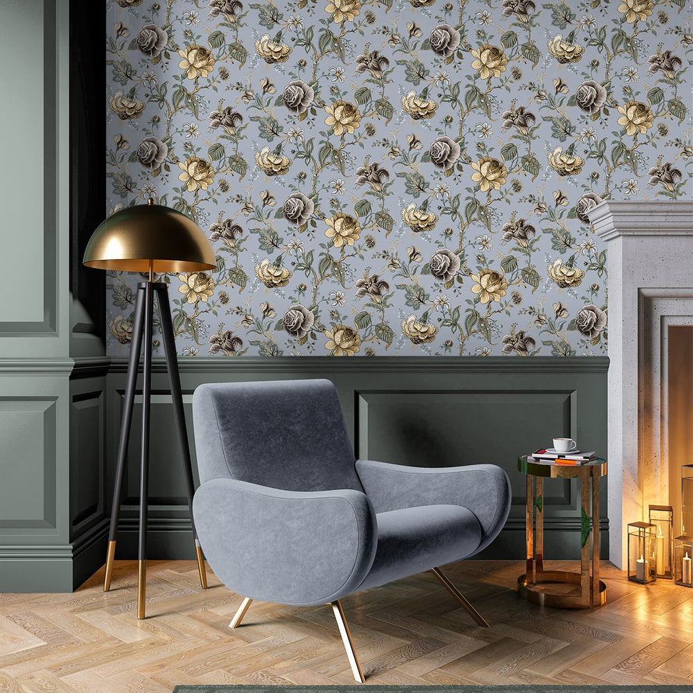 
                  
                    NW48609 jacobean floral peel and stick wallpaper living room from NextWall
                  
                
