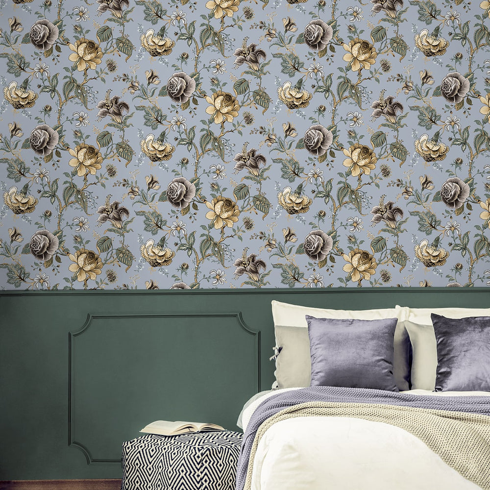 
                  
                    NW48609 jacobean floral peel and stick wallpaper bedroom from NextWall
                  
                