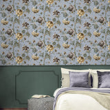 NW48609 jacobean floral peel and stick wallpaper bedroom from NextWall