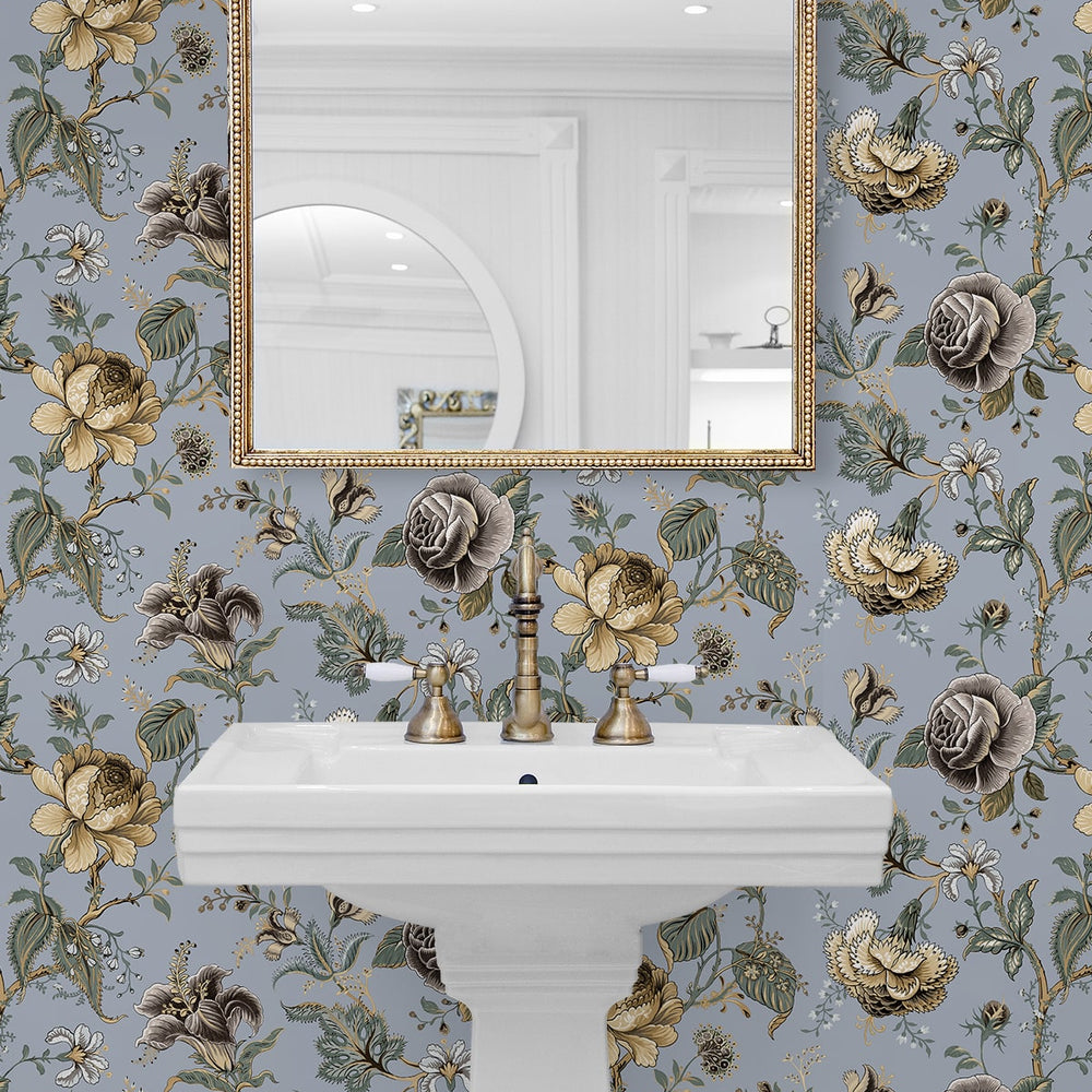 
                  
                    NW48609 jacobean floral peel and stick wallpaper bathroom from NextWall
                  
                