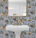 NW48609 jacobean floral peel and stick wallpaper bathroom from NextWall