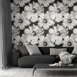 Floral peel and stick wallpaper living room NW49200 from NextWall