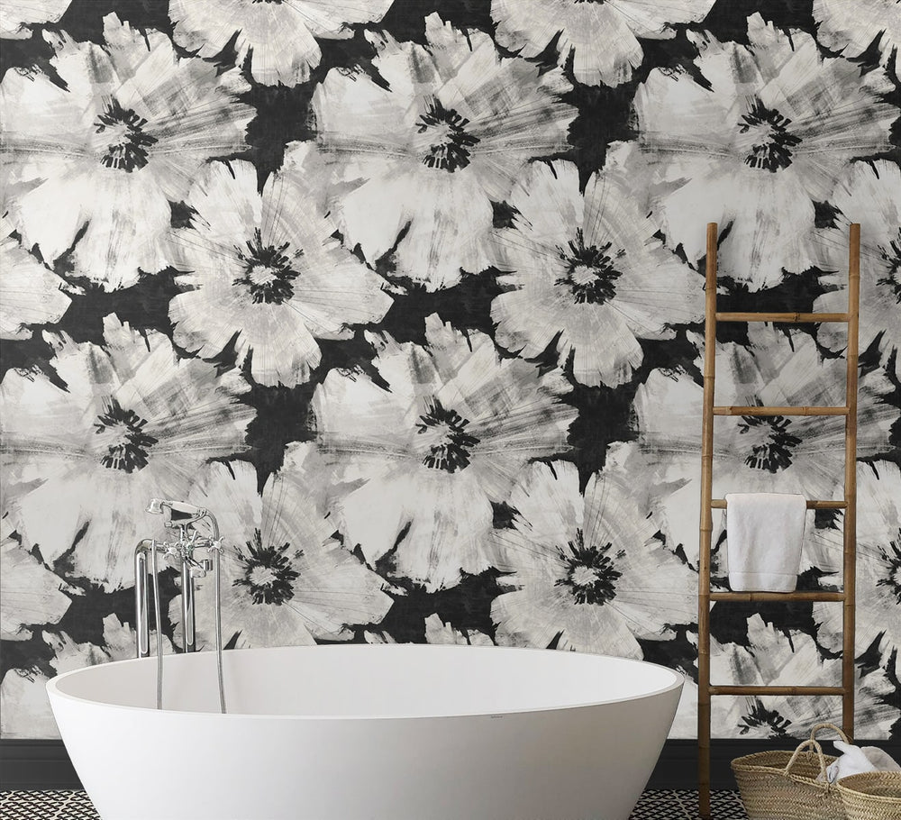 Floral peel and stick wallpaper bathroom NW49200 from NextWall