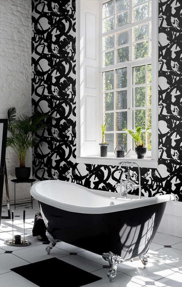 Abstract peel and stick wallpaper bathroom NW49500 from NextWall
