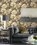 Floral peel and stick wallpaper living room NW49600 from NextWall