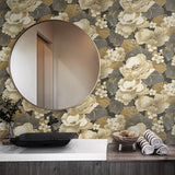 Floral peel and stick wallpaper bathroom NW49600 from NextWall