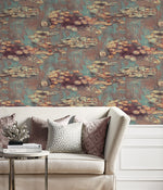 Impressionistic peel and stick wallpaper living room NW50006 from NextWall