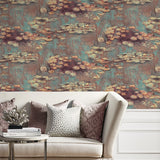 Impressionistic peel and stick wallpaper living room NW50006 from NextWall