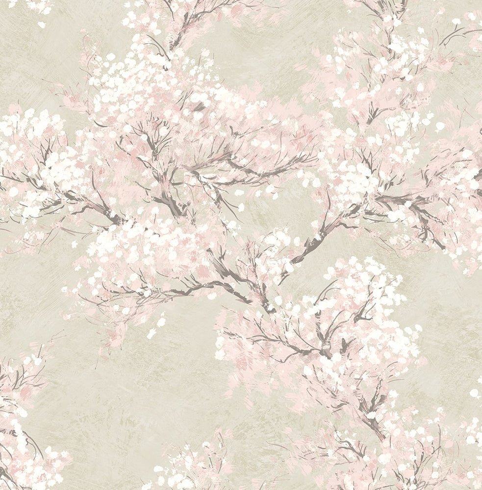 Cherry Blossom Grove Impressionistic Peel and Stick Removable Wallpaper