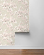 Cherry blossom floral impressionistic peel and stick wallpaper roll NW50101 from NextWall