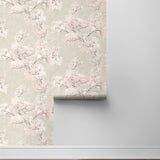 Cherry blossom floral impressionistic peel and stick wallpaper roll NW50101 from NextWall