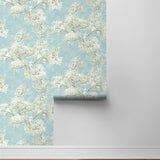 Cherry blossom floral impressionistic peel and stick wallpaper roll NW50102 from NextWall