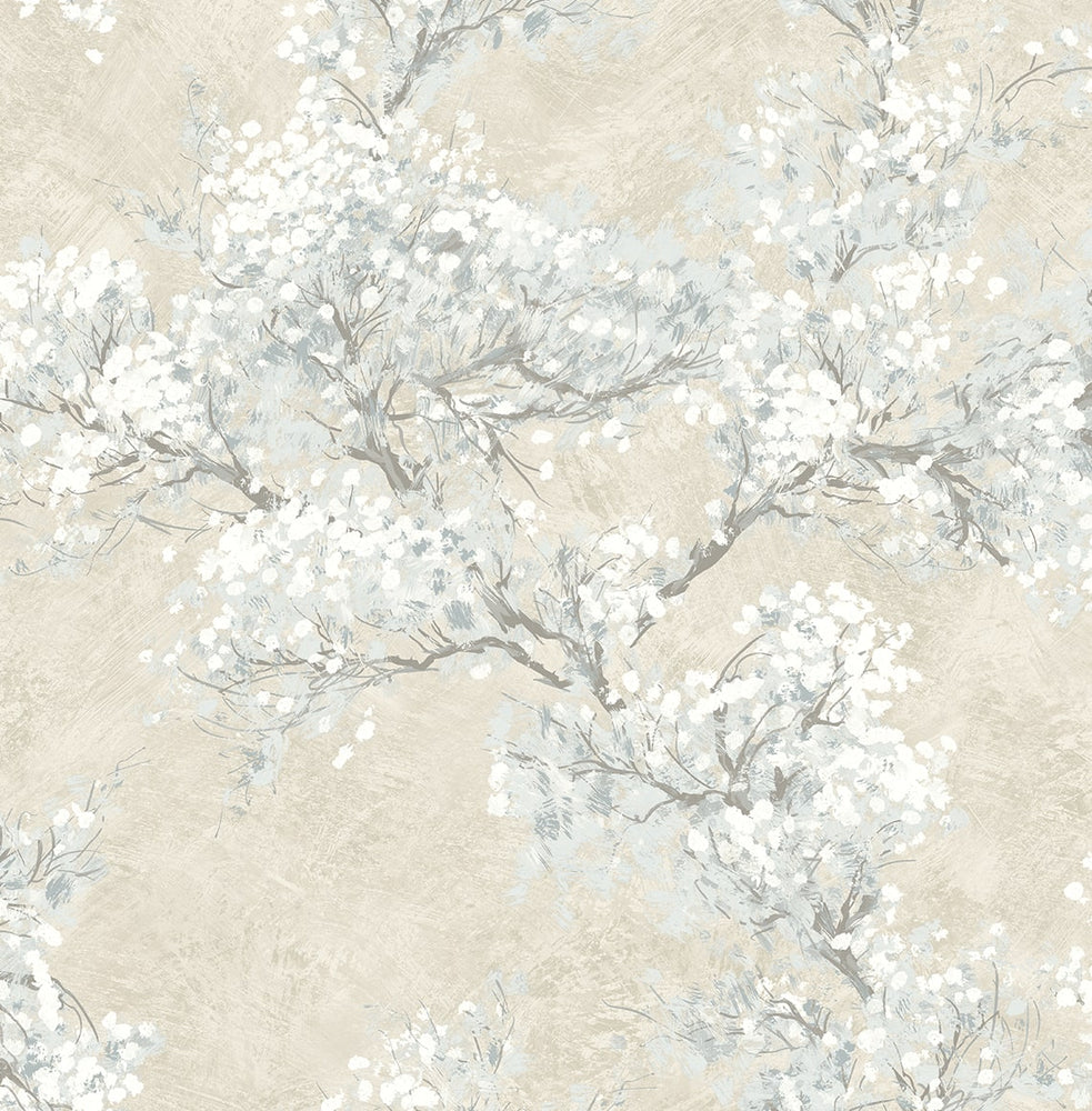 Cherry blossom floral impressionistic peel and stick wallpaper NW50105 from NextWall