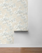 Cherry blossom floral impressionistic peel and stick wallpaper roll NW50105 from NextWall